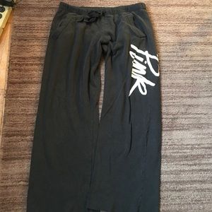 VS PINK BLACK AND WHITE WIDE LEGGED LOUNGE PANTS